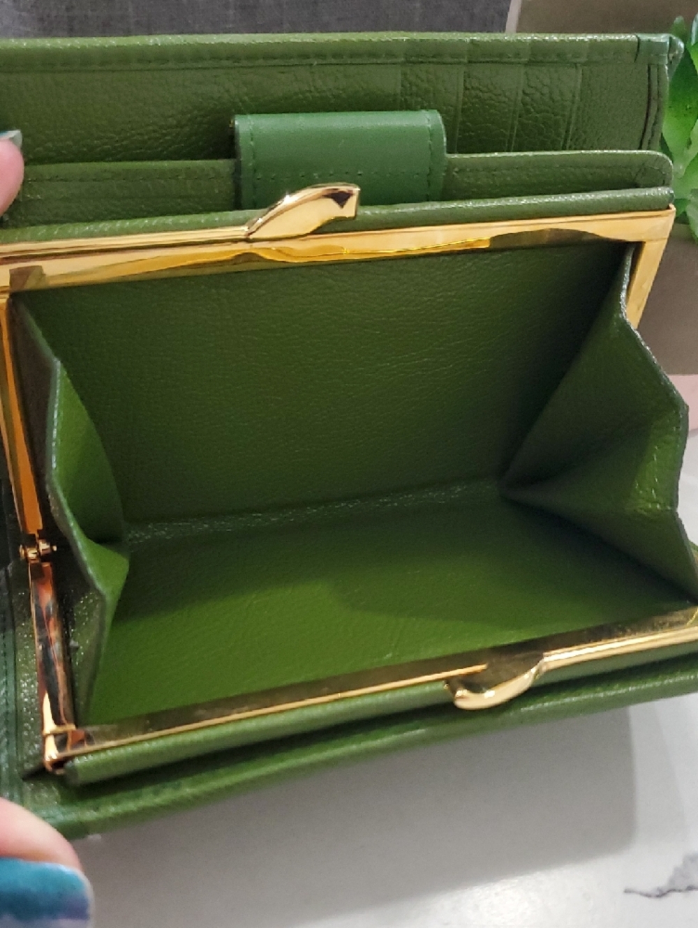 🇮🇹Bvlgari Doppio Tondo Green Leather Snap/Kisslock Wallet💚 - Picture 13 of 16